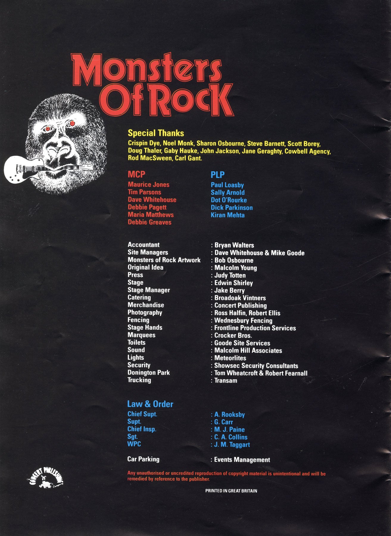 Monsters of Rock Tour Book 